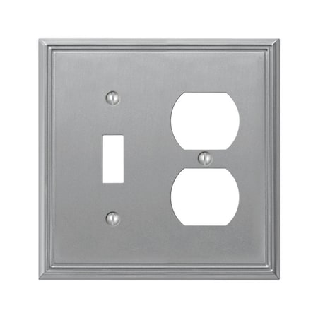Amerelle Wall Plate, Number of Gangs: 1 Metal, Brushed Nickel Finish, Gray 77TDBN